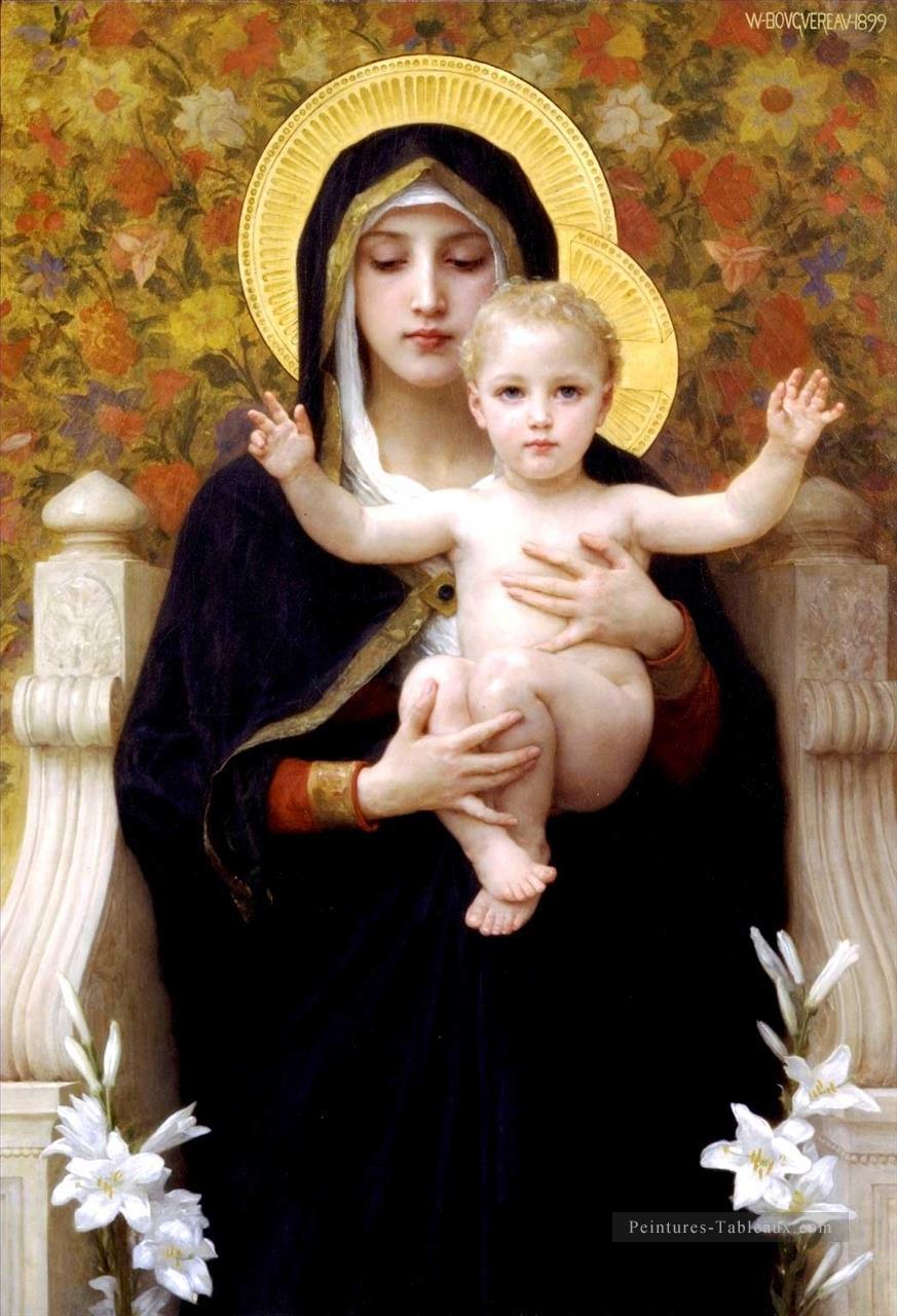 La Vierge au lys réalisme William Adolphe Bouguereau Peintures à l'huile